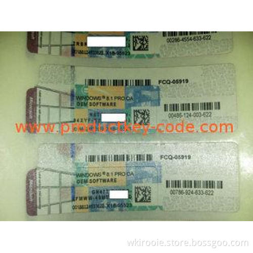 Windows 8 Product Key Sticker, Windows 8.1 Professional 64